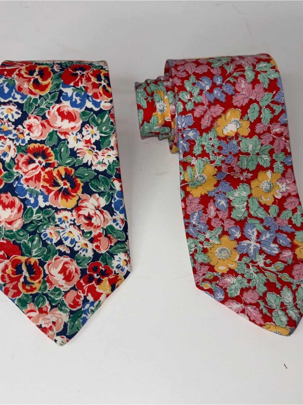 Two Liberty of London Floral Ties Cotton Made USA Vintage Necktie - Picture 5 of 8